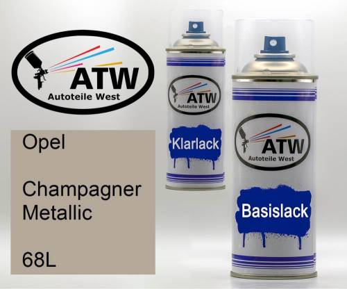 Opel, Champagner Metallic, 68L: 400ml Sprühdose + 400ml Klarlack - Set, von ATW Autoteile West.